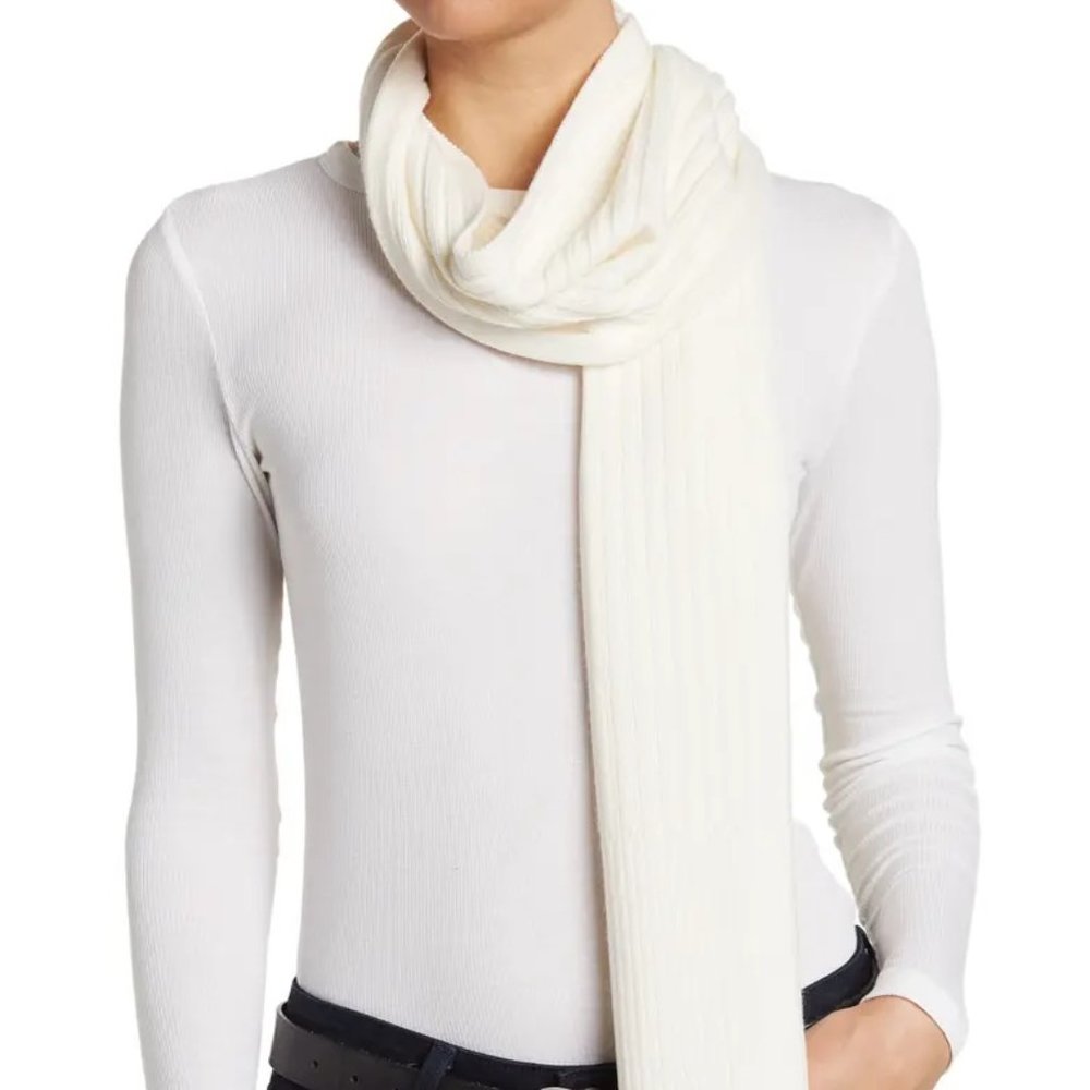 NWT White Ribbed Knit Scarf ALLSAINTS